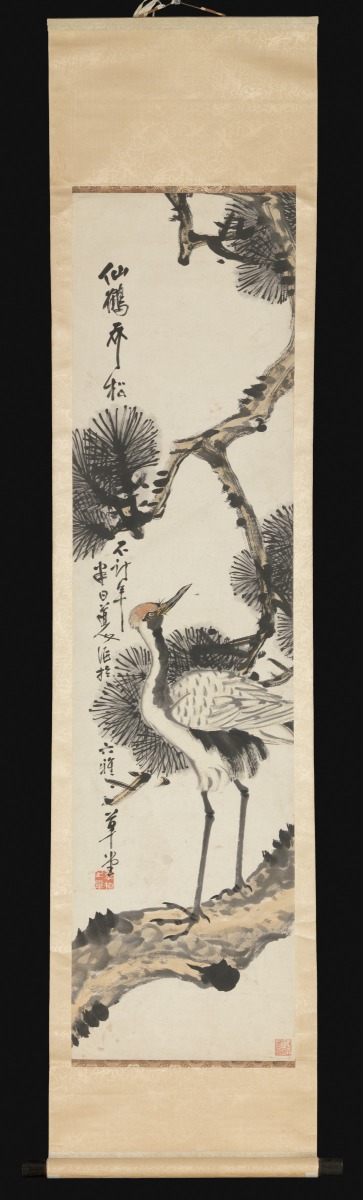 Immortal Crane by a Pine Tree (detail), early 20th century, Chinese. Hanging scroll; ink and color on paper. Virginia Museum of Fine Arts, Arthur and Margaret Glasgow Endowment and partial gift of Y.T. Bay Collection