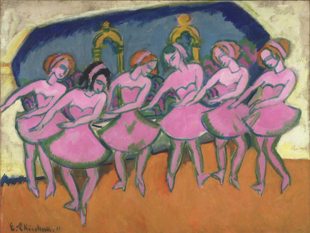 Sechs Tanzerinnen (Six Dancers), 1911, Ernst Ludwig Kirchner, German, 1880–1938. Oil on canvas. Virginia Museum of Fine Arts, Ludwig and Rosy Fischer Collection, Bequest of Anne R. Fischer