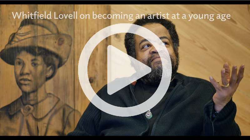 Screenshot from Whitfield Lovell on becoming an artist at a young age