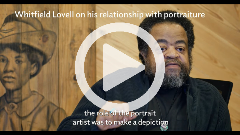 Screenshot from Whitfield Lovell on his relationship with portraiture