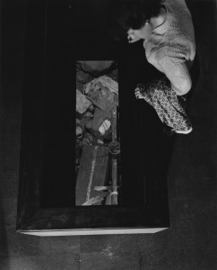 Miss Pinckney looking down on the mummy tombEgyptian Gallery 5-1-1961