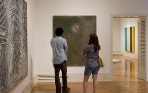 Couple looking at art