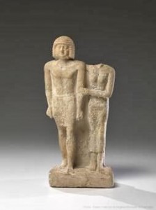 Double Statue of Man and Woman,  26th - 22nd century B.C., Egyptian Gallery.