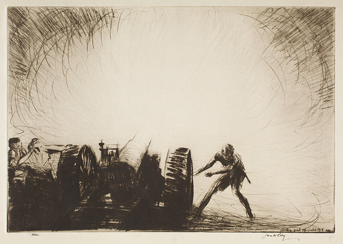 Zero. A Sixty-Five Pounder Opening Fire, 1920, James McBey