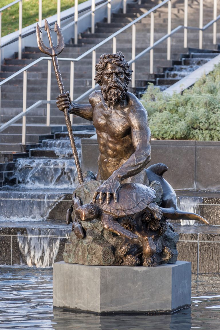 King Neptune Installed in the E. Claiborne and Lora Robins Sculpture