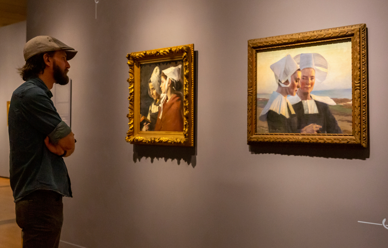 Cecilia Beaux’s Twilight Confidences (right), 1888, Georgia Museum of Art, and Elizabeth Nourse’s Étude (left), 1891, Colby Museum of Art