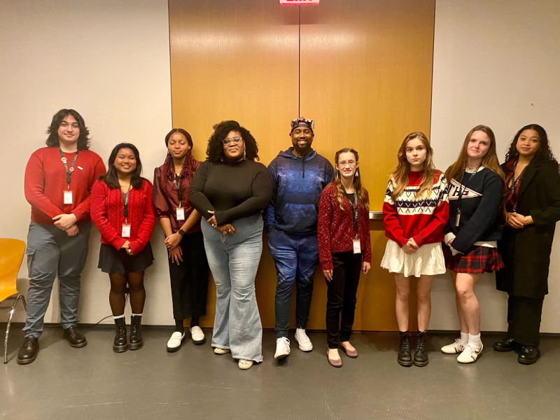 Sharing their talent and writing expertise, Paula G. Akinwole (center left) and Roscoe Burnems (center right) facilitated discussions that examined the power of Douglass’s words.