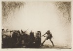 James McBey, "Zero. A Sixty-Five Pounder Opening Fire," 1920, drypoint