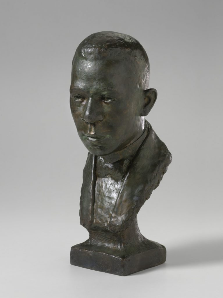 Booker T. Washington, 1928, Richmond Barthé (American, 1901–1989), painted plaster. Lent by a Private Collection