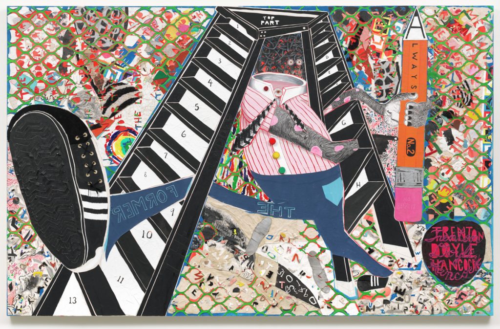 The Former and the Ladder or Ascension and a Cinchin’, 2012, Trenton Doyle Hancock (American, born 1974), acrylic and mixed media on canvas. Sydney and Francis Lewis Endowment Fund and Pamela K. and William A. Royall, Jr. Fund for 21st Century Art with funds contributed by Mary and Don Shockey Jr. and Marion Boulton Stroud, 2013.3 © Trenton Doyle Hancock