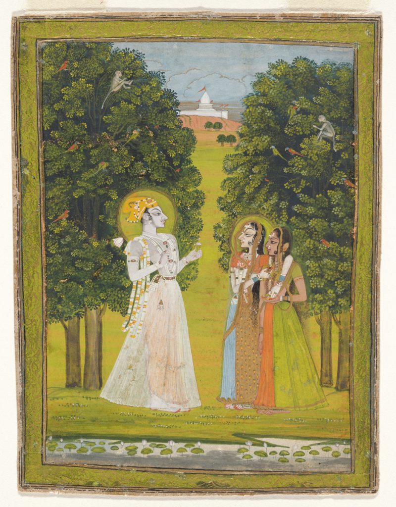 Krishna and Radha, ca. 1760–80, Indian, Rajasthan, Kishangarh, opaque watercolor on paper. Nasli and Alice Heeramaneck Collection, Gift of Paul Mellon, 68.8.106