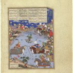 Page from the “Houghton Shahnama”: The Combat of Giv and Kamus