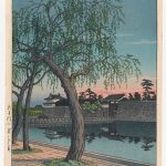 A Spring Evening at Otemon Gate (detail), Kawase Hasui (Japanese, 1883–1957), woodblock print; ink and color on paper. Virginia Museum of Fine Arts, René and Carolyn Balcer Collection