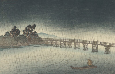 Katahashi Bridge at Seta, from the series Eight Views of Omi, 1918, Ito Shinsui (Japanese, 1898-1972), woodblock print, ink and color on paper. Virginia Museum of Fine Arts, René and Carolyn Balcer Collection, 2020.272