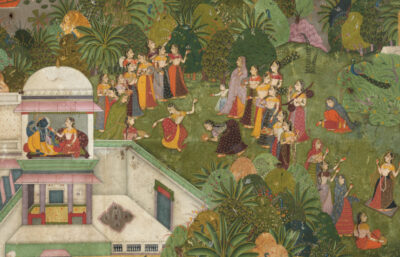 The Months of Shravana and Bhadra (detail), ca. 1780, Indian, Rajasthan, Bundi, opaque watercolor and gold on paper, Adolph D. and Wilkins C. Williams Fund