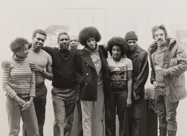 Benjamin Wigfall with young people from Communications Village, ca. 1976, left to right: Teresa Thomas-Washington, Raymond Gaye, Benjamin Wigfall, Robert Easter, Donnie Timbrouk, Dina Washington, and Larry Carpenter, digital scan from photograph by Pat Jow Kagemoto. Courtesy of Pat Jow Kagemoto © Pat Jow Kagemoto