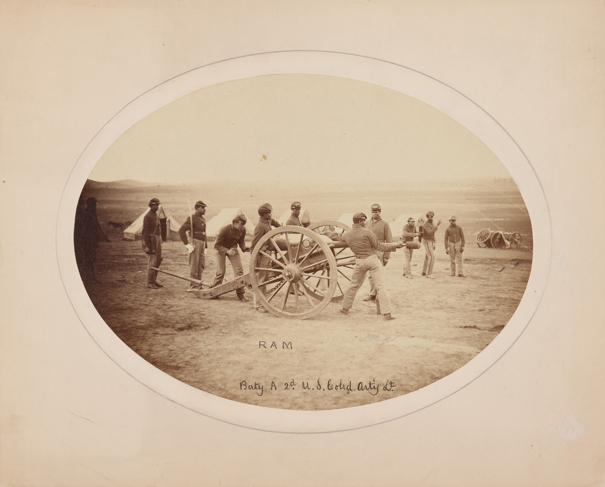 2nd Regiment, United States Colored Light Artillery, Battery A: Ram, ca. 1864, Unidentified Photographer, albumen silver print, 5 5/16 x 7 1/4 in.