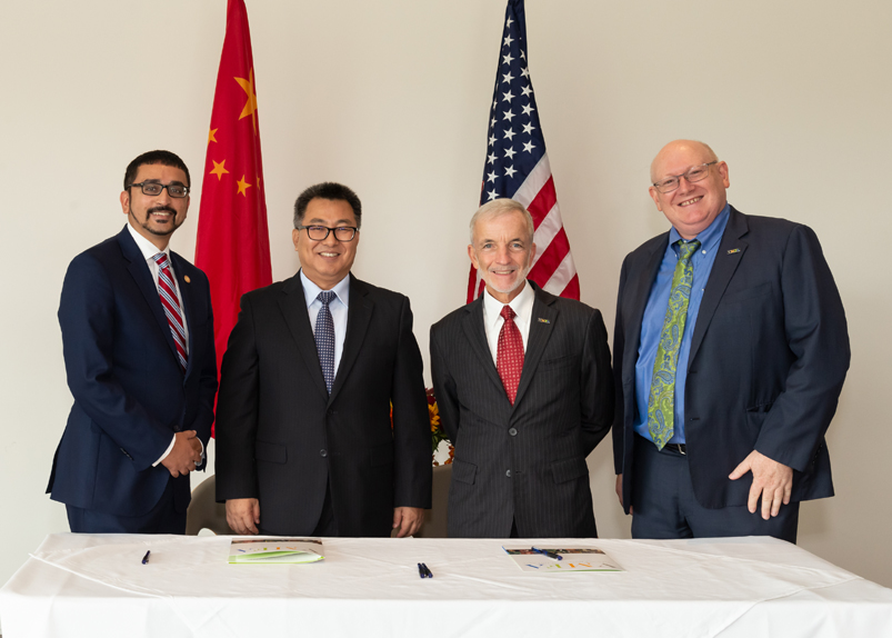 Photo: David Stover © Virginia Museum of Fine Arts. From left, Commonwealth of Virginia Secretary of Education, Atif Qarni; Director of the National Museum of China, Wang Chunfa; Director of Virginia Museum of Fine Arts, Alex Nyerges; Dr. Michael Taylor, Chief Curator and Deputy Director for Art & Education.