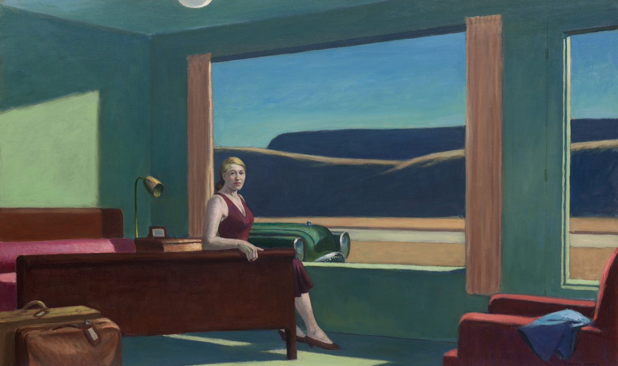 Western Motel, 1957, Edward Hopper (American, 1882–1967), oil on canvas. Yale University Art Gallery, New Haven, Bequest of Stephen C. Clark, B.A., 1903. © 2019 Heirs of Josephine N. Hopper / Artists Rights Society (ARS), NY