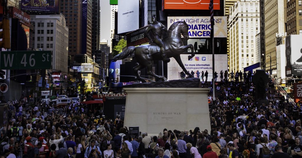 Artist Kehinde Wiley Unveils Rumors Of War Sculpture In Times Square ...