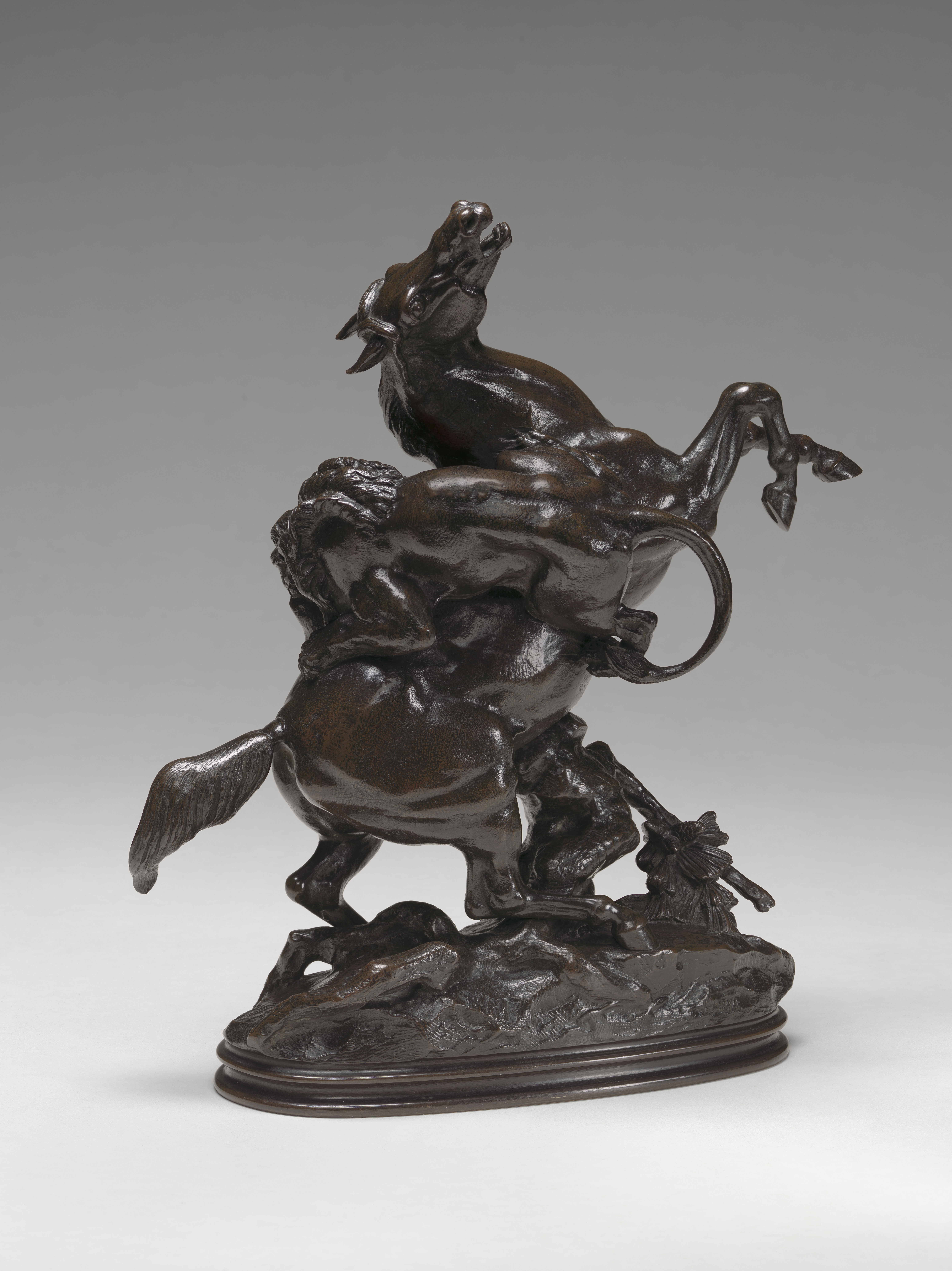 Horse Surprised by a Lion, 1850, Antoine-Louis Barye (French, 1796-1875), bronze. Virginia Museum of Fine Arts, Gift of Mrs. Nelson L. St. Clair Jr.