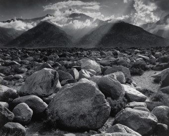 Ansel Adams (American, 1902–1984), Mount Williamson, The Sierra Nevada, from Manzanar, California, 1944, printed 1973–75, gelatin silver print. Virginia Museum of Fine Arts, Adolph D. and Wilkins C. Williams Fund. Photograph by Ansel Adams © The Ansel Adams Publishing Rights Trust