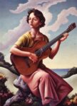 Jessie with Guitar, 1957, Thomas Hart Benton (American, 1889–1975), oil on canvas. Jessie Benton Collection. Image © 2022 T.H. and R.P. Benton Trusts/Licensed by Artists Rights Society (ARS), New York