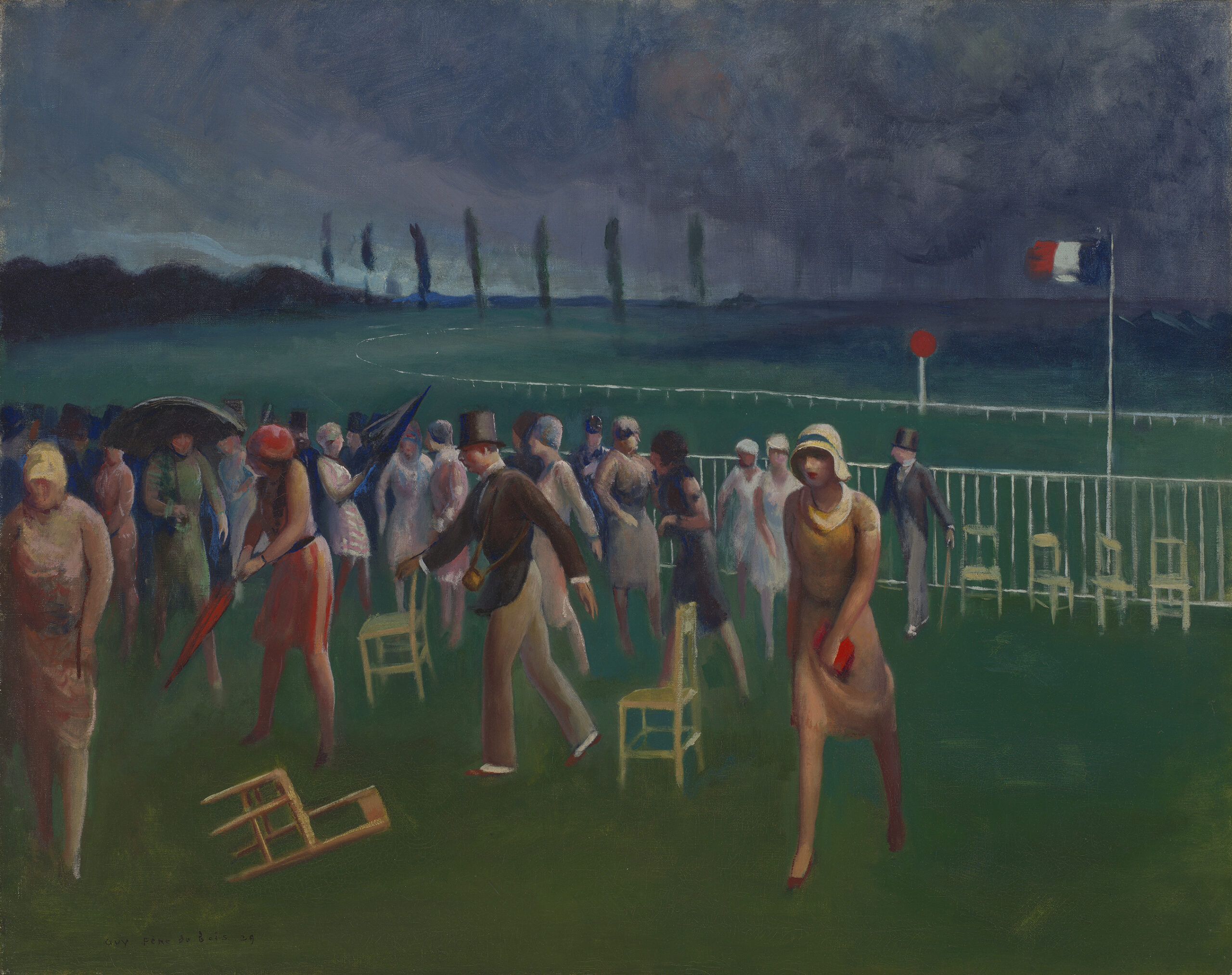 Approaching Storm, Racetrack, 1929, Guy Pène du Bois (American, 1884–1958), oil on canvas. Virginia Museum of Fine Arts, J. Harwood and Louise B. Cochrane Fund for American Art, 2022.15