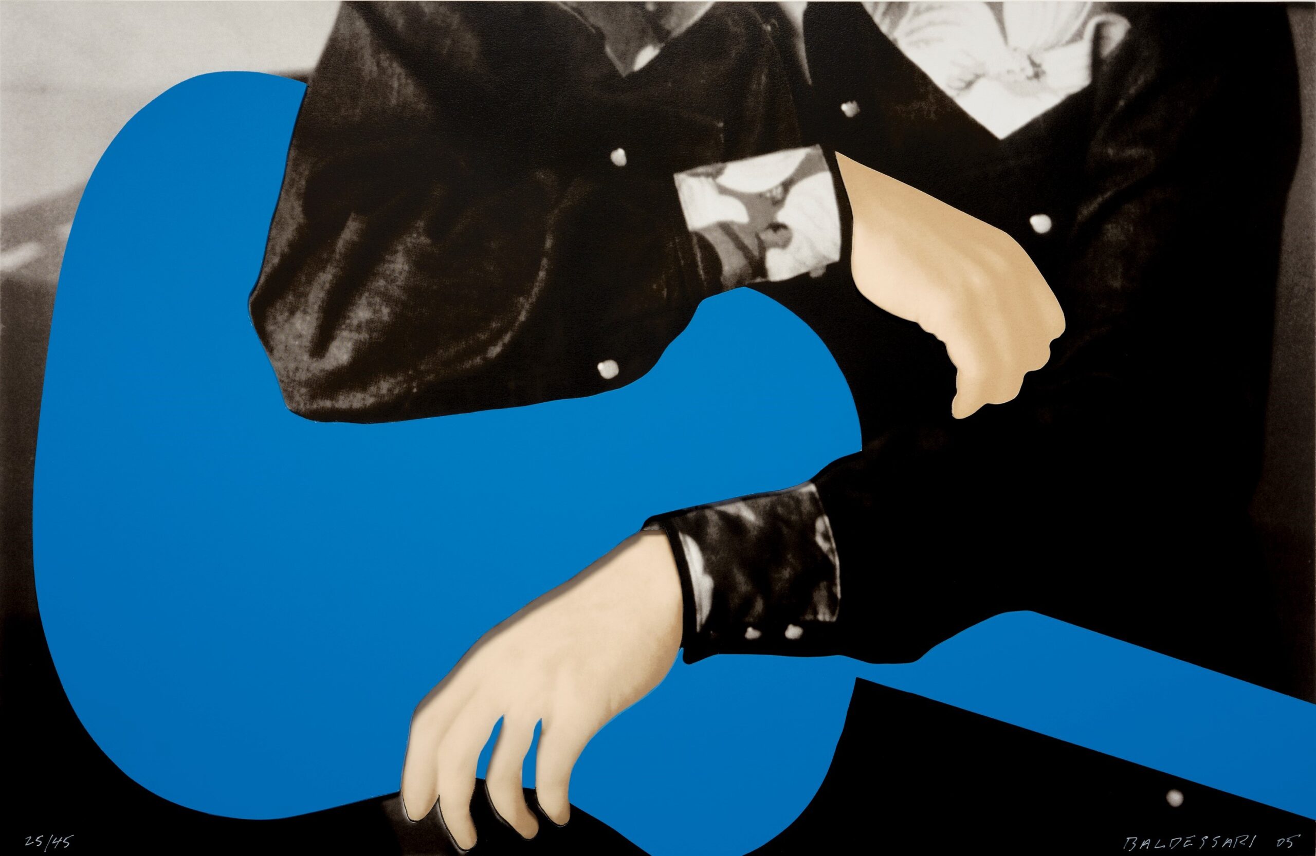 Person with Guitar (Blue), edition 25/45, 2005, John Baldessari (American, 1931–2020), color screenprint on Sintra board with hand painting. Collection of Jordan D. Schnitzer, © John Baldessari 2005. Courtesy Estate of John Baldessari © 2022. Courtesy Sprüth Magers. Image: Aaron Wessling Photography