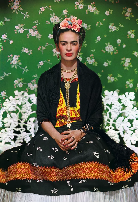 Frida on White Bench, New York, 1939, Nickolas Muray (American, born Hungary, 1892–1965), Carbon pigment print, Private Collection © Nickolas Muray Photo Archives, Licensed by Nickolas Muray Photo Archives