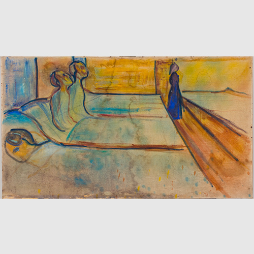 Edvard Munch (Norwegian, 1863–1944) Hospital Ward 1897–99 Oil on unprimed canvas Munch Museum
