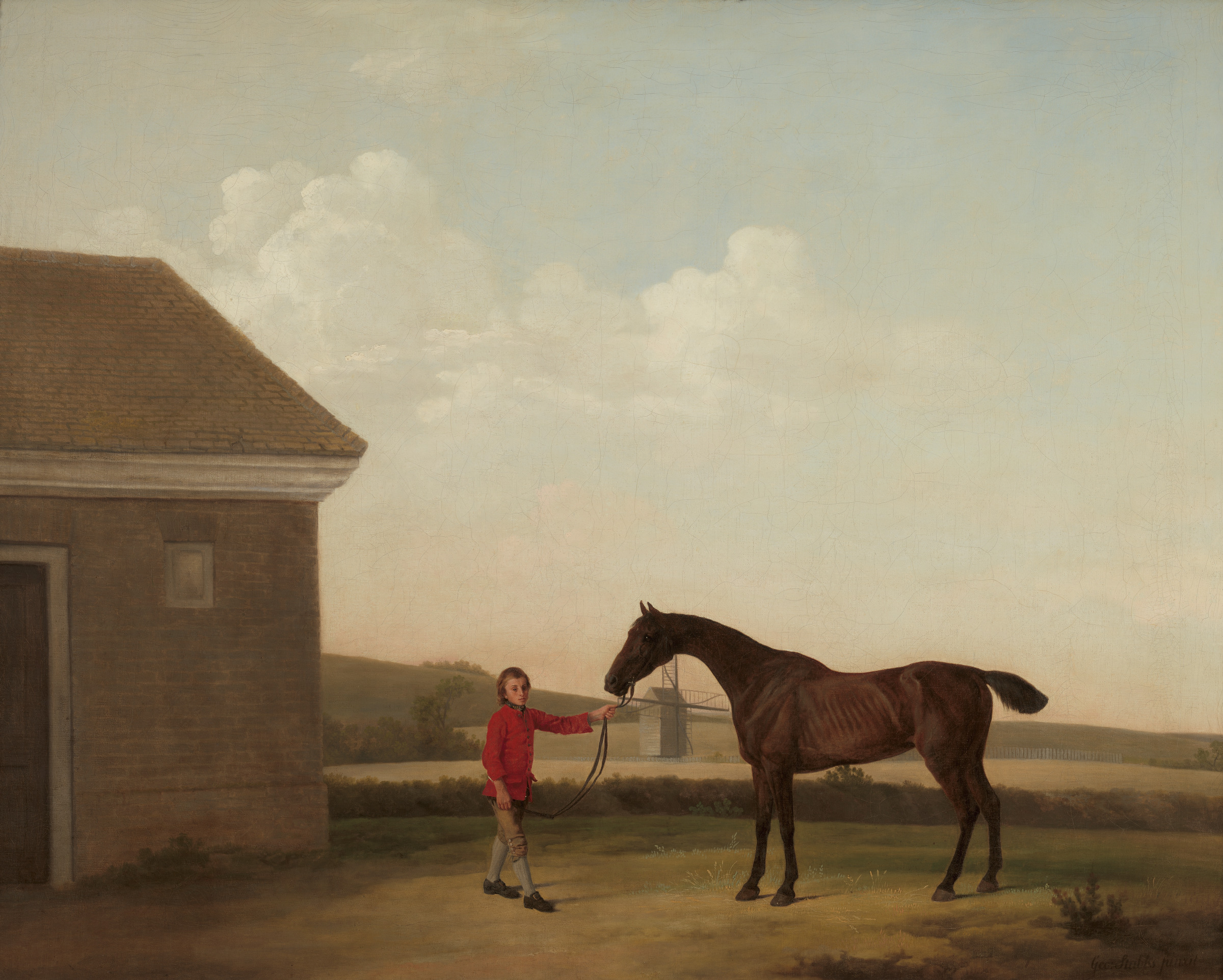 Hyena with a Groom on Newmarket Heath, ca. 1767, George Stubbs, (English, 1724–1806), oil on canvas. Paul Mellon Collection, 99.93