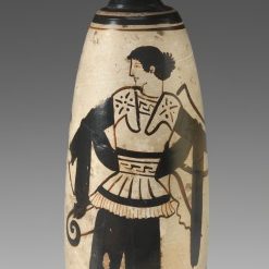 <p>Ancient Galleries, Level 2</p>
<p>In the Greek galleries, find this strong woman of the ancient world who appears on an alabastron (perfume bottle). What has the artist given this Amazon warrior to convey her power? </p>
