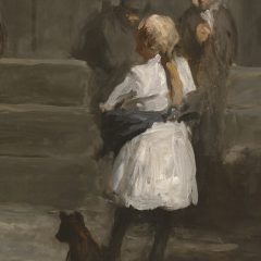 <p>I am a young girl living in New York City in 1906 when working-class children often roamed the streets unsupervised.  If your eyes were my eyes, what would you see taking place in this scene?  What is going on?  What makes you say that? What do you think will happen next? </p>
