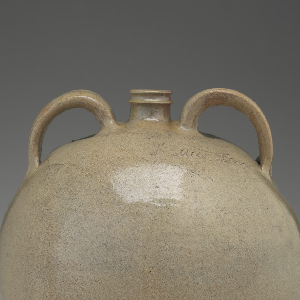 <p>American Galleries. </p>
<p>Imagine making this huge, two-handled jug out of a ball of clay. Even though this enslaved artist was told to make this, he took an opportunity and a risk to make it his own. How did he personalize this container? Have you ever taken a risk?</p>
