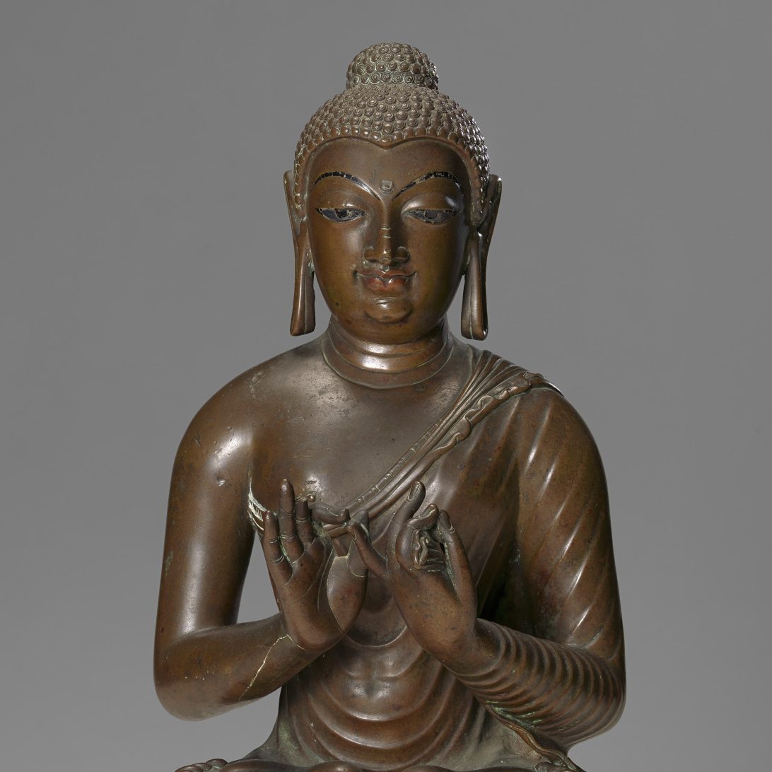 <p>Section 03|</p>
<p>Look closely at this sculpture of the Buddha to find three of his distinguishing physical features. The ushnisha,  a bump on the top of his head, represents expansive knowledge; the urna, a swirl in the middle of his forehead, represents extraordinary insight. His earlobes, stretched from wearing heavy, expensive earrings, show that he gave up his riches to find enlightenment. Which of these physical characteristics would you choose to have and why?</p>
