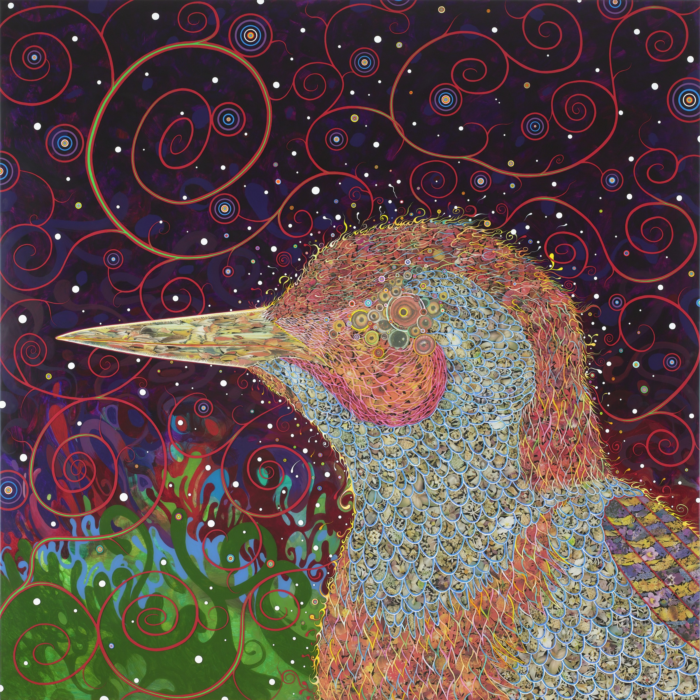 Los Ojos Pequeños Miran: Pájaro carpintero, de Fred Tomaselli